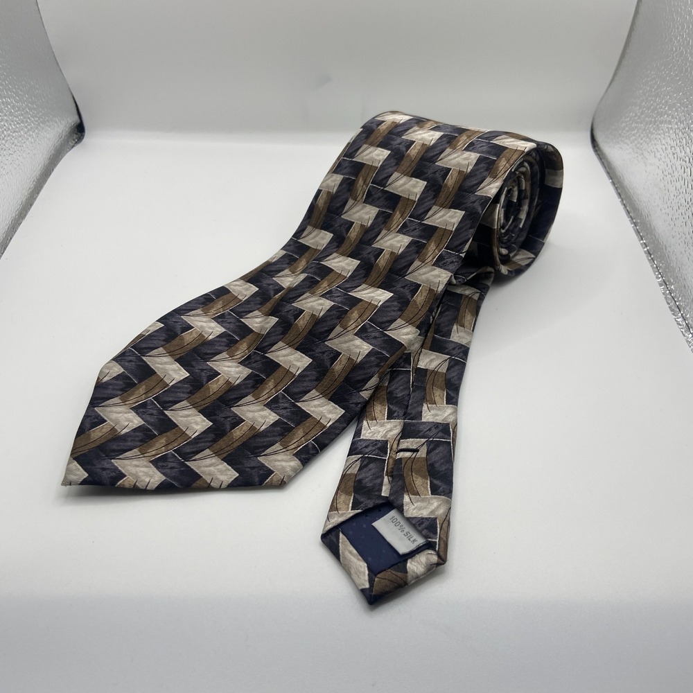 Pierre Cardin Mens Multi Geometric Silk Formal Adjustable Pointed Neck Tie